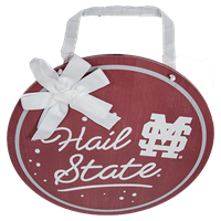 Hail State with White Bow Home Door Hanger