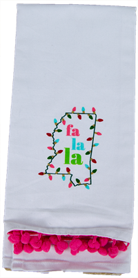 Home "fa la la" Mississippi Pom Pom Tassell Hand Towel