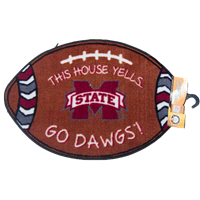 Banner M This House Yells Go Dogs on Football Mat