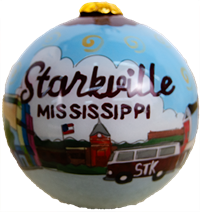 Kitty Keller Starkville Mississippi Main Street Glass Ornament
