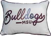 Little Birdie Bulldogs Script Multicolor MSU Bar Pillow