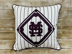 Little Birdie Baseball Diamond M-over-S Pinstripe Pillow