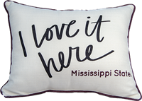Little Birdie I Love It Here Cursive Mississippi State Pillow