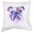 Little Birdie Linen Watercolor Bulldog Head Throw Pillow