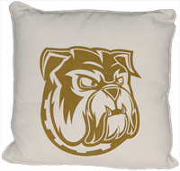 Royal Standard Gold Stencil Bulldog Head Pillow with Piping