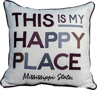 Little Birdie This Is My Happy Place Multicolor Mississippi State Script Pillow
