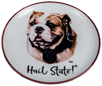 Hail State & Bulldog Face Round Trinket Tray