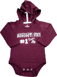 Colosseum Mississippi State #1 Fan Long Sleeve Hoodie Onesie