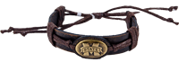 Gold Banner M Concho Brass Leather Bracelet