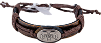 Silver Banner M Concho Leather Bracelet