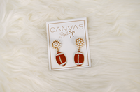 Canvas Football Pearl Cluster Earrings