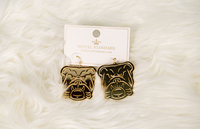 Royal Standard Gold Bulldog Face Earrings