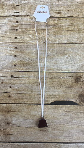 Cowbell Necklace White with Maroon Ribbon