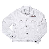 Antigua State Script White Denim Cropped Jacket