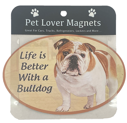 Life is Better With a Bulldog Oval Car Magnet (SKU 1377080863)