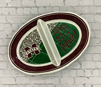 Magnolia Lane Banner M "Never Lost a Tailgate!" Two Section Oval Platter