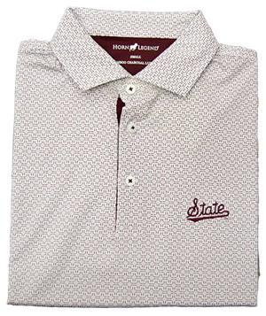 State Script Baseball Checkers Pattern Polo