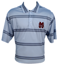 Antigua M over S Grey Stacked Stripes Polo