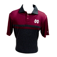 Colosseum Grey Collar 2 Tone Stripe Short Sleeve Polo