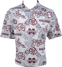 Reyn Spooner Hail State and Cowbell Flower Pattern Polo
