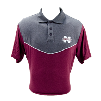 Colosseum 2 Tone Grey Top Maroon Bottom Short Sleeve Polo