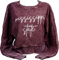 Chicka-D Mississippi State Light Script Corded Cropped Pullover