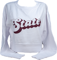 Chicka-D Retro State Script Corded Cropped Pullover