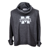 Flying Colors Cowl Neck Thermal Crop Sweater