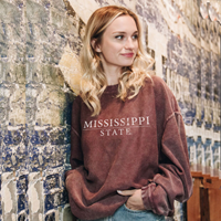 Seaside Letters Corded Crew Sweatshirt