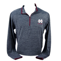 Colosseum Banner M Heather With Maroon Trim Long Sleeve Pullover