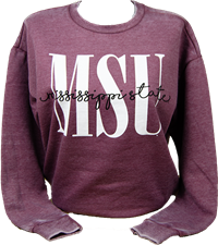 Pressbox MSU Mississippi State Script Pullover Sweatshirt