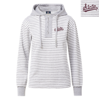 MV Sport State Script 1/4 Button Striped Hooded Pullover