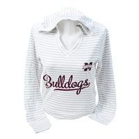 Gear For Sports Resort V-Neck Stripe Bulldogs Script Hooded Jacket