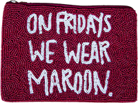 LAChic Design Beaded On Fridays We Wear Maroon Clutch Purch