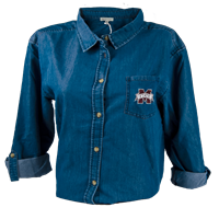 UG Apparel Denim Banner M Pocket Button Down Top