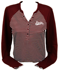 Antigua 1/2 Button Up Striped State Script Long Sleeve Top