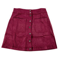 Maroon Corduroy Snap Button Skirt