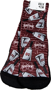 Banner M & Cowbells Hail State Youth Crew Socks