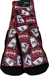 Banner M & Cowbells Hail State Crew Socks