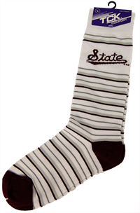 State Script Maroon & Gray Stripes mid-calf Dress Socks