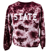 Pressbox State Maroon Tye Dye Corded Sweatshirt
