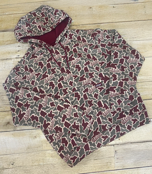 Amigo Provisions Script State Maroon Camo Hoodie with Front Pocket