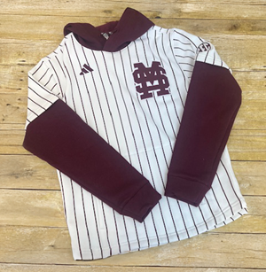 Adidas MS Interlock Pinstripe Layered Hoodie with Pocket and SEC Patch