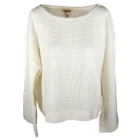 Listicle Waffle Knit Cream Bell Sleeve Sweater