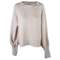 She + SKy Round Neck Cable Sweater with Side Slits