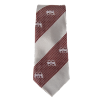 Eagle Wings Striped Tie with Small Banner M in Maroon Stripe