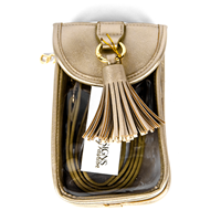Gold Accent Cell Phone Crossbody Clear Bag and Magnetic Clasp 4"x6.25"x2"