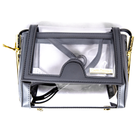 Grey Accent Geo Crossbody Clear Bag with Magnetic Clasp 7.75"x6.5"x3.5"
