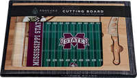 Picnic Time Banner M Football Field Cutting Board with Glass Top & Cheese Knife
