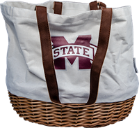 Picnic Time Coronado Banner M Basket Tote with Leather Handles